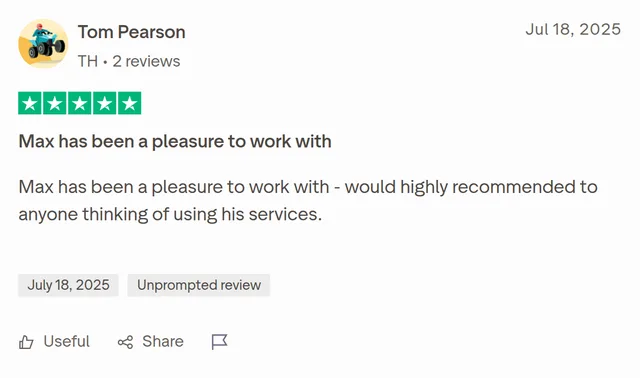 Trustpilot review from Tom Pearson