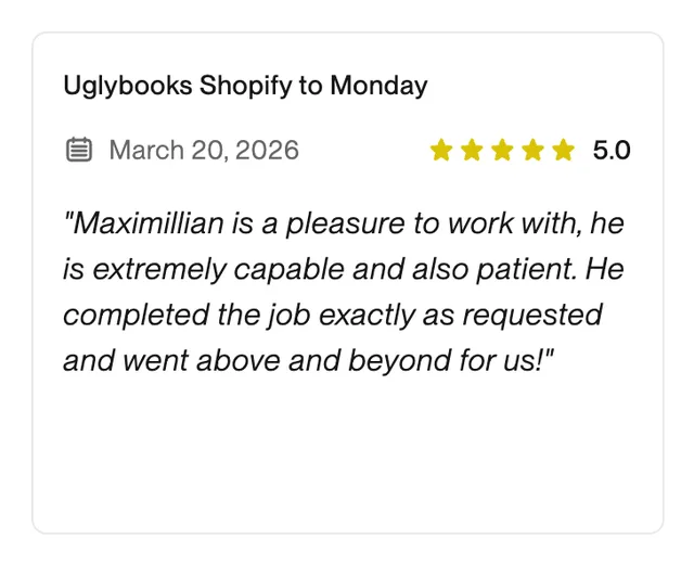 Upwork review from an Upwork client