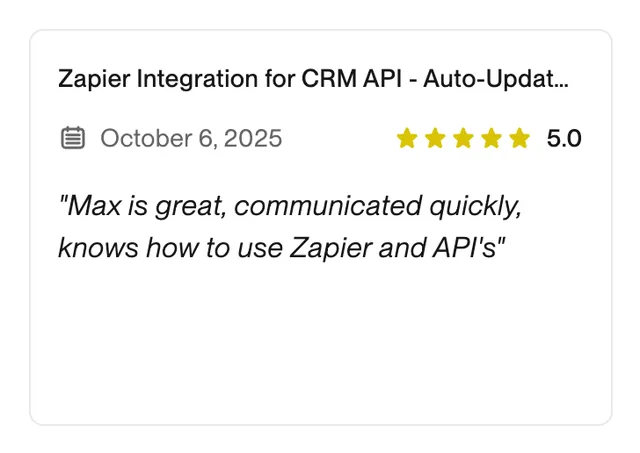 Upwork review from an Upwork client