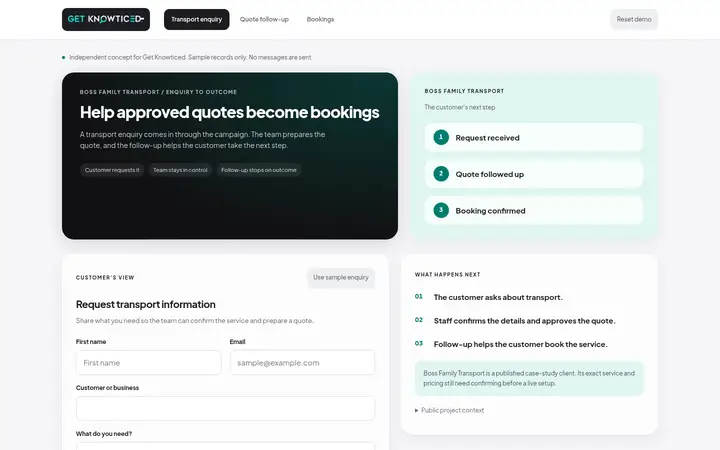 Quote to booking follow up