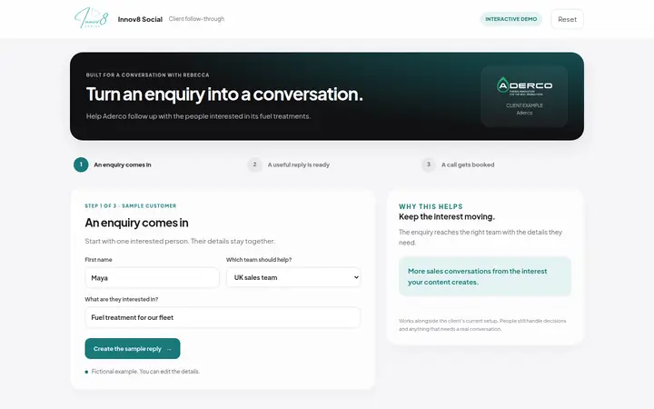 Enquiry to sales call demo
